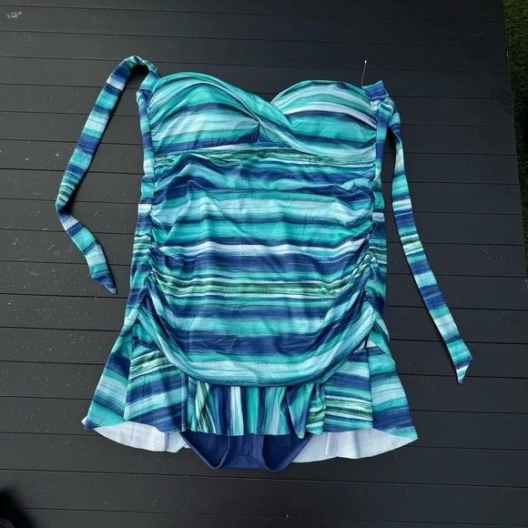 Disney Blue and White Skirted One Piece Swimwear with Ruffle Hem - Picture 8 of 12